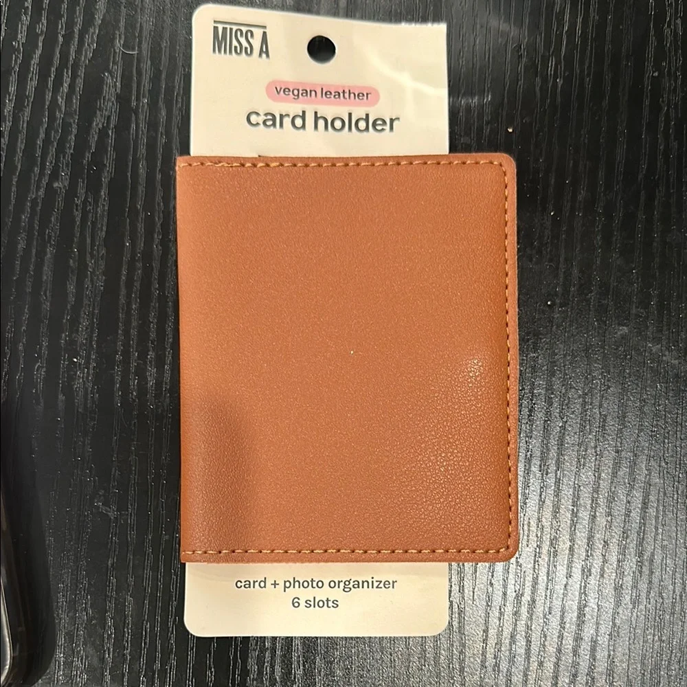 Light Brown Vegan Leather Card Holder with Snap Miss A NWT